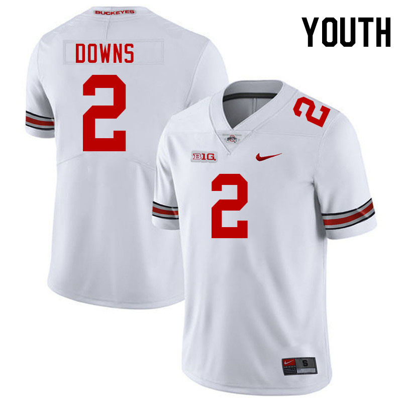 Ohio State Buckeyes Caleb Downs Youth #2 Authentic White College Football Jersey 2404GXHD0